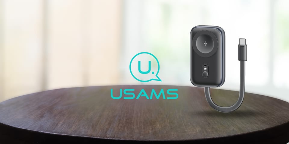 Ładowarka indukcyjna 2w1 Usams CD245 do  Apple Watch z powerbankiem 1200mAh + kabel USB-C titanium