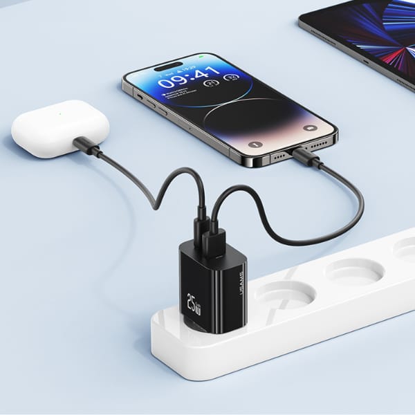 Ładowarka sieciowa USAMS CC315 T65 25W   1xUSB-C 1xUSB-A Fast Charging biały