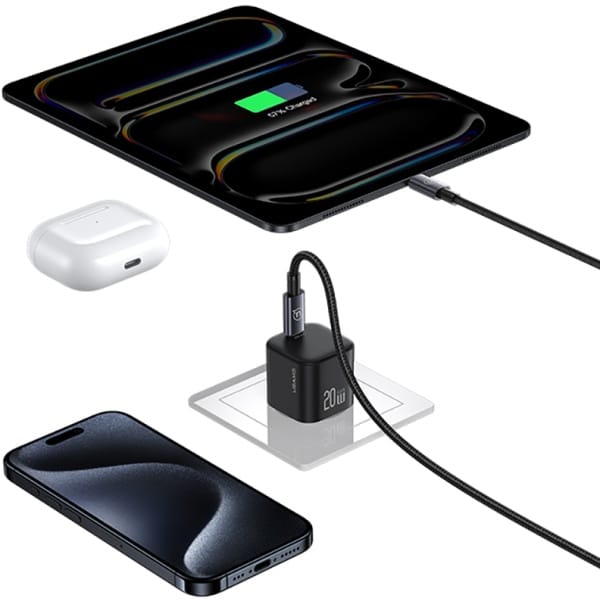 Ładowarka sieciowa USAMS JO Series CC260 20W USB-C + kabel USB-C/USB-C 1m biały
