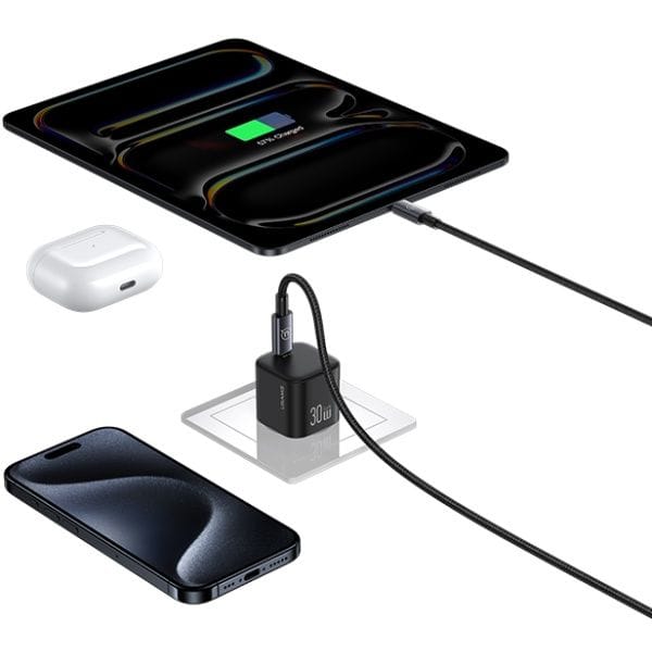 Ładowarka sieciowa USAMS JO Series CC262 30W USB-C + kabel USB-C/Lightning 1m biały