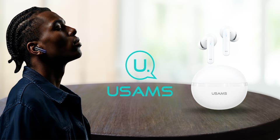Słuchawki Bluetooth USAMS Echo E02 TWS   ANC+ENC bezprzewodowe biały