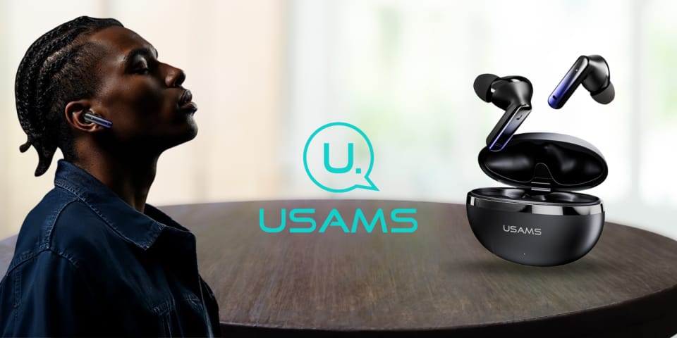 Słuchawki Bluetooth USAMS Echo E02 TWS   ANC+ENC bezprzewodowe czarny