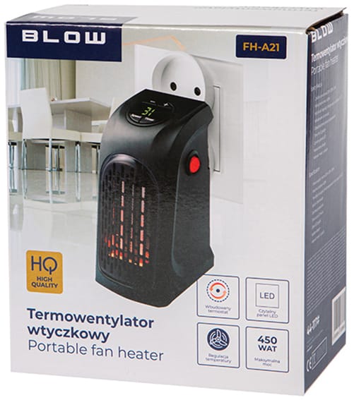 Termowentylator wtyczkowy Blow FH-A21 czarny z LCD