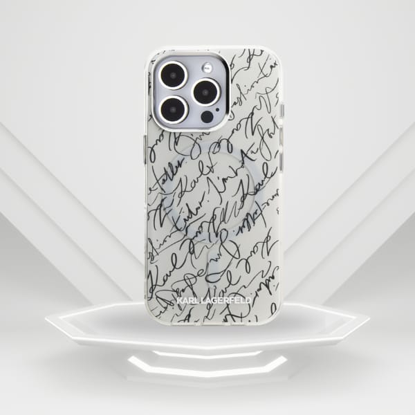 Etui Karl Lagerfeld IML Karl Script      Pattern MagSafe do iPhone 16 Pro biały