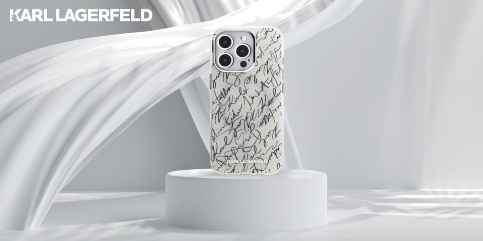 Etui Karl Lagerfeld IML Karl Script      Pattern MagSafe do iPhone 16 Pro biały