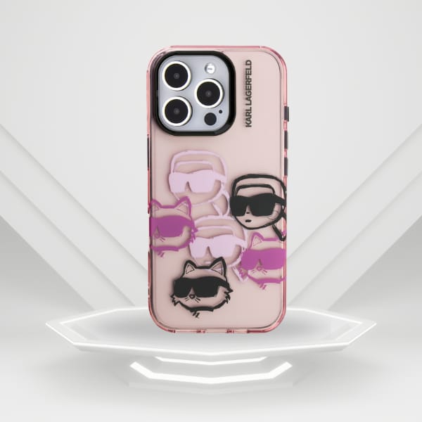 Etui Karl Lagerfeld IML Multi K&C Head   Pattern do iPhone 16 Pro różowy