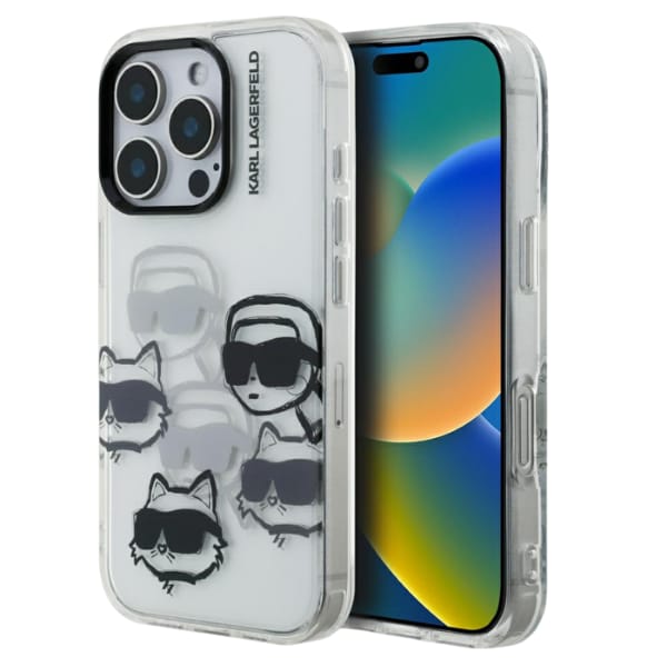 Etui Karl Lagerfeld IML Multi K&C Head   Pattern do iPhone 16 Pro przezroczysty