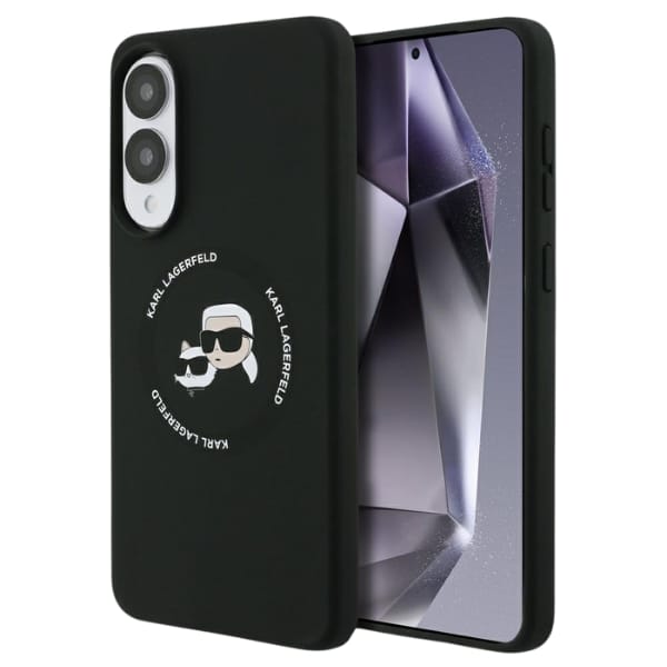Etui Karl Lagerfeld Silicone Double      Heads And Circle MagSafe do Samsung Galaxy S25 Edge czarny