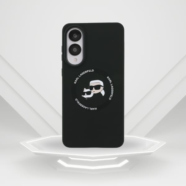 Etui Karl Lagerfeld Silicone Double      Heads And Circle MagSafe do Samsung Galaxy S25 Edge czarny