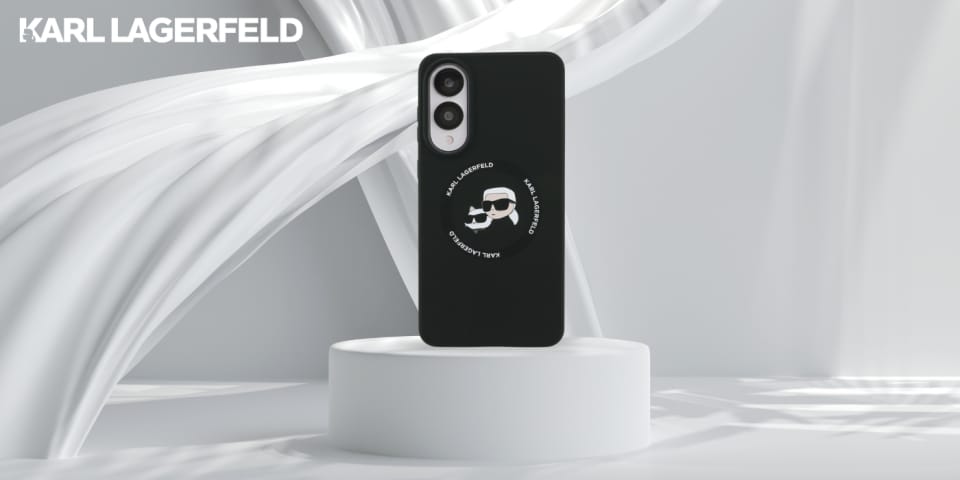 Etui Karl Lagerfeld Silicone Double      Heads And Circle MagSafe do Samsung Galaxy S25 Edge czarny