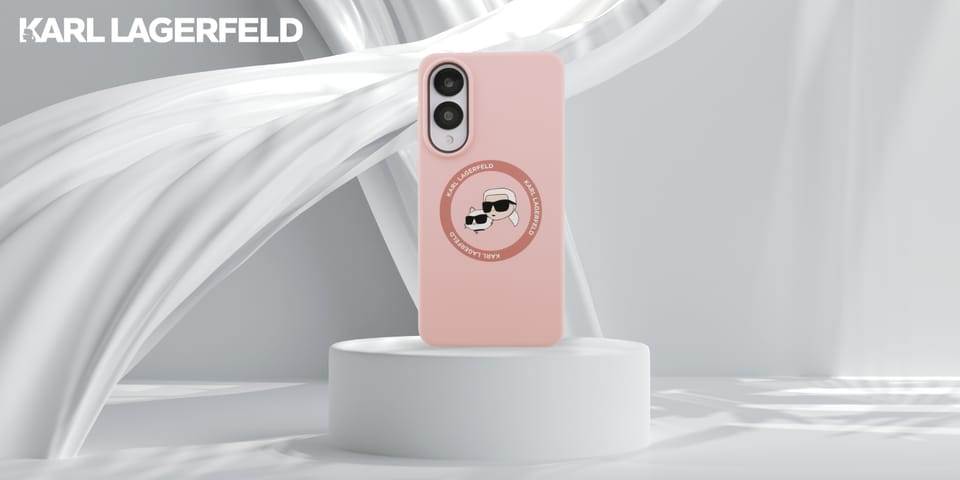 Etui Karl Lagerfeld Silicone Double      Heads And Circle MagSafe do Samsung Galaxy S25 Edge różowy