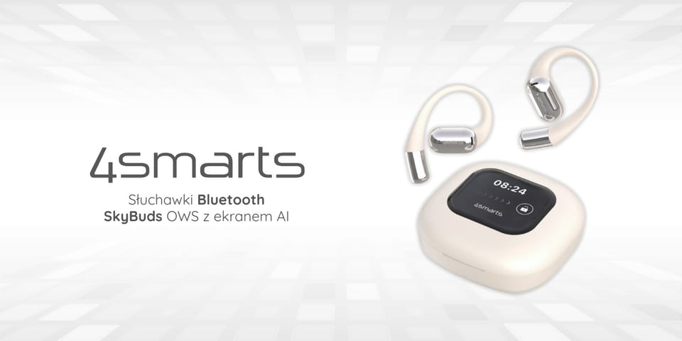 Słuchawki Bluetooth 4smarts SkyBuds OWS  z ekranem AI beżowy