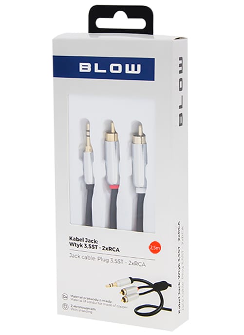 Kabel Jack 3,5 stereo - 2 wtyki RCA Blow (2.5 m)