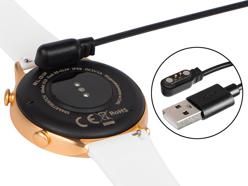 Smartwatch Blow X19 złoty. Bransoleta i dwa paski.