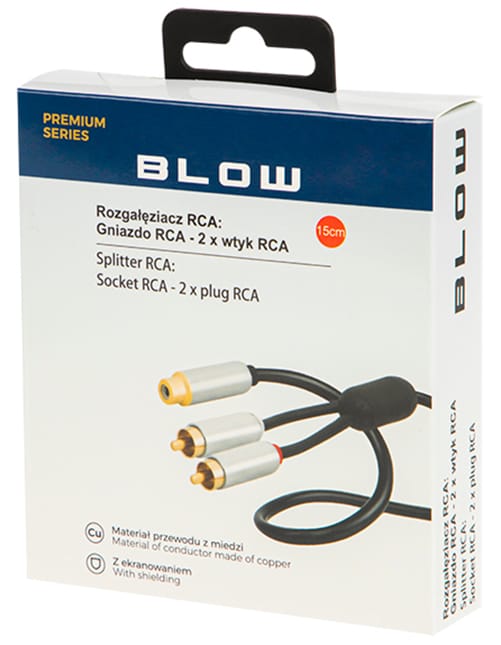 Rozgałęźnik RCA 1x gn. x 2x wt. Metal 15cm Blow 91-231