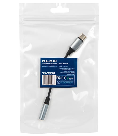 Adapter USB wtyk USB-C gniazdo Jack 3,5 13cm Blow 