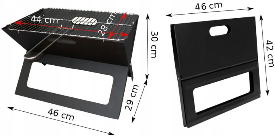 Wymiary składanego grilla