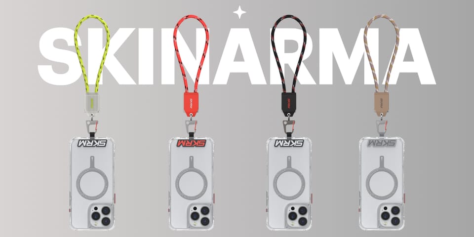 Uniwersalna smycz na nadgarstek z kablem 2w1 Skinarma Dyno Ve USB-C/USB-C czerwony