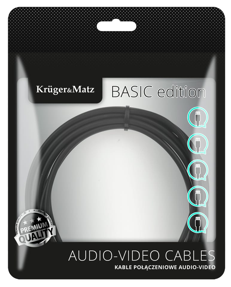 Kabel Jack 3.5 wtyk stereo - 2RCA 5m Kruger&Matz Basic