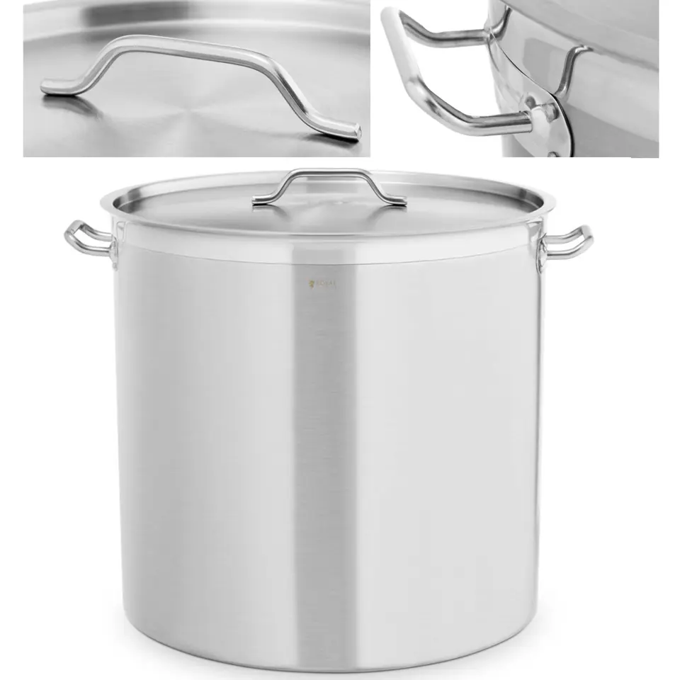 Large steel pot with lid thick bottom for gas induction cooker 170 l