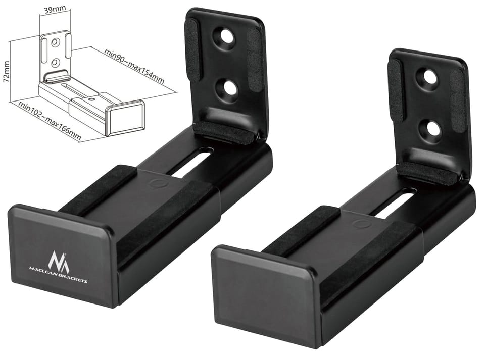 Uchwyty ścienne na soundbar, głośnik itp. Regulowane 90-154mm MC-932