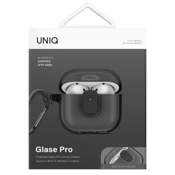 Etui UNIQ Glase Pro do AirPods 4 Lock    Case dymny