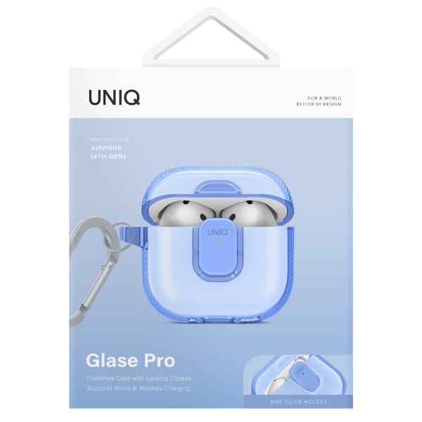 Etui UNIQ Glase Pro do AirPods 4 Lock    Case niebieski