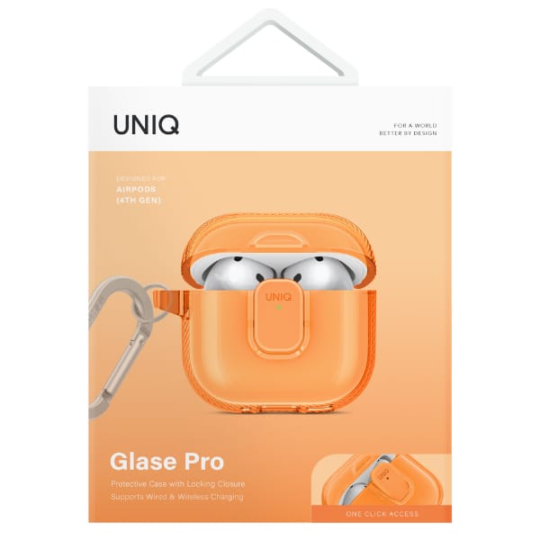 Etui UNIQ Glase Pro do AirPods 4 Lock    Case pomarańczowy