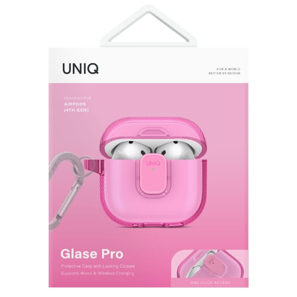 Etui UNIQ Glase Pro do AirPods 4 Lock    Case różowy