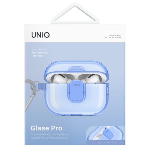 Etui UNIQ Glase Pro do AirPods Pro 2     Lock Case niebieski