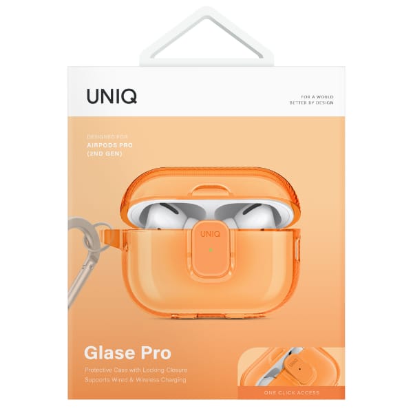 Etui UNIQ Glase Pro do AirPods Pro 2     Lock Case pomarańczowy