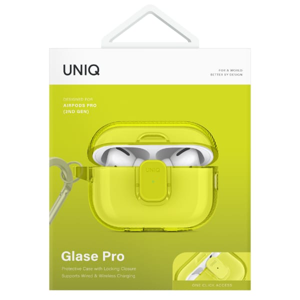 Etui UNIQ Glase Pro do AirPods Pro 2     Lock Case żółty