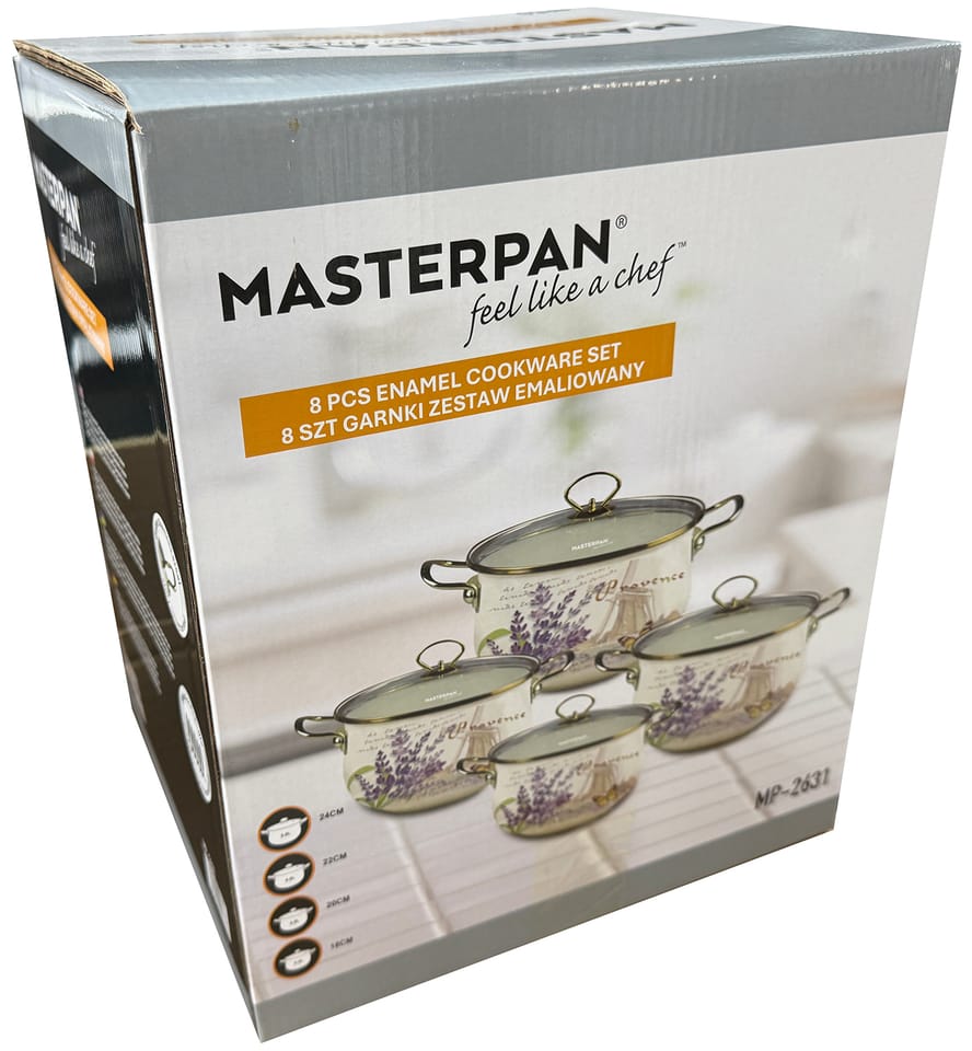 Zestaw garnków emaliowanych z pokrywkami Masterpan MP-2631