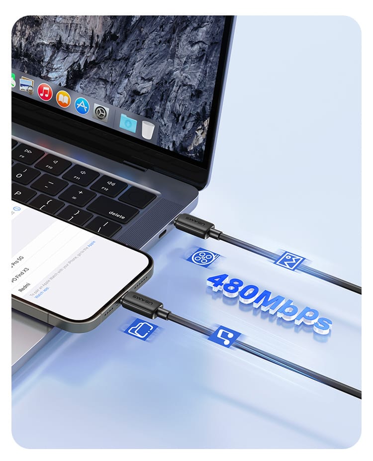Kabel USAMS KY Series US-SJ698 3A USB-C  do USB-A 3m czarny