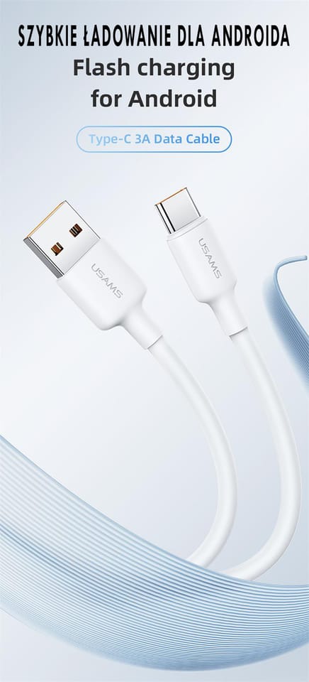 Kabel USAMS US-SJ603 U84 3A USB-C do     USB-A 3m biały