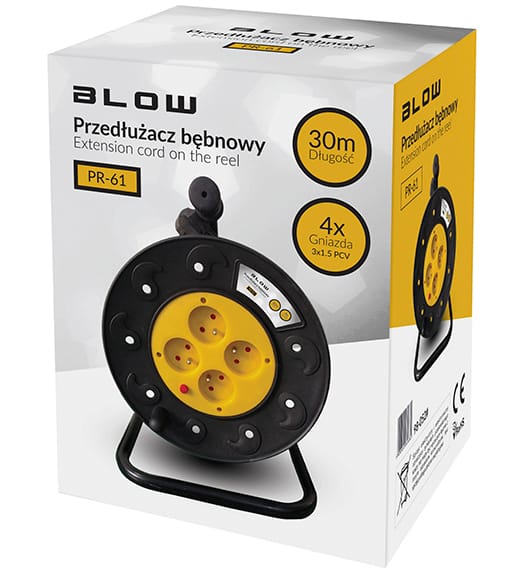 Przedłużacz sieciowy PR-61 4-gniazda z uziemieniem 30m Bęben PCV 3x1,5mm
