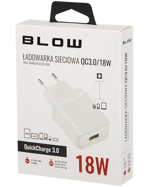 Ładowarka sieciowa z gniazdem USB QC 3.0 18W