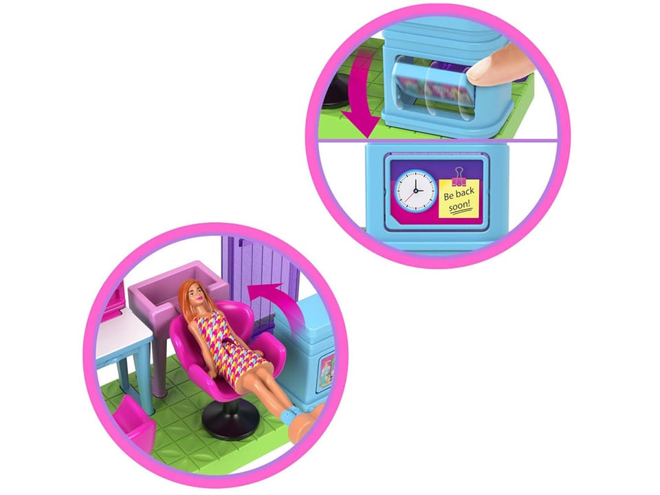 Mattel Mini Barbie Land Lalka fryzjerka + ruchomy salon fryzjerski ZA6041 D