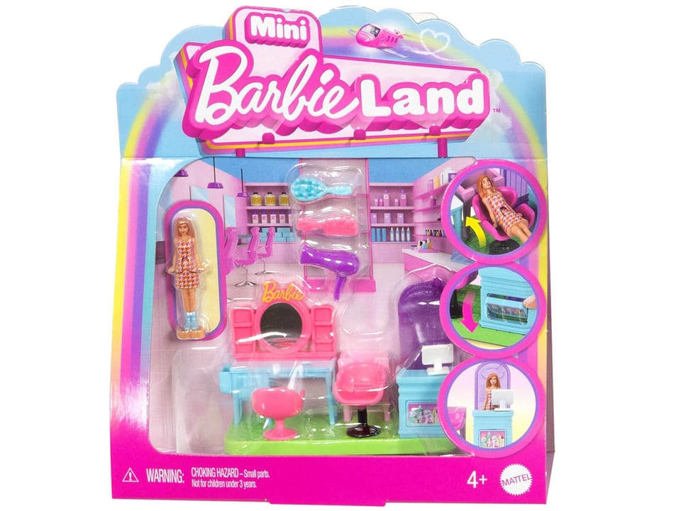Mattel Mini Barbie Land Lalka fryzjerka + ruchomy salon fryzjerski ZA6041 D