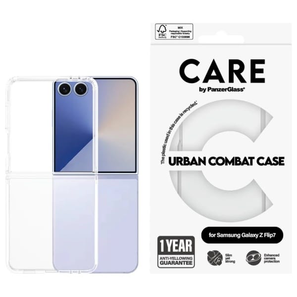 Etui CARE by PanzerGlass Flagship Urban  Combat do Samsung Galaxy Z Flip7 przezroczysty