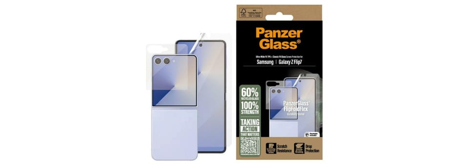 Zestaw ochronny PanzerGlass FlipFoldFlex 2w1 Szkło Classic Fit + Folia Ultra-Wide Fit TPU do Samsung Galaxy Flip7