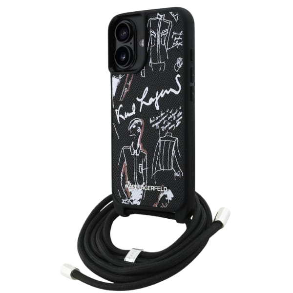 Etui Karl Lagerfeld Crossbody Grained    Pattern & Logo do iPhone 16 czarny