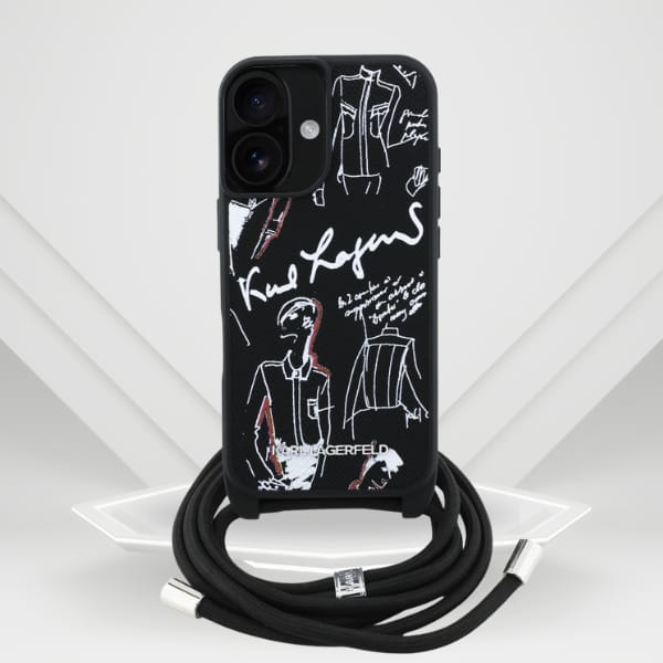 Etui Karl Lagerfeld Crossbody Grained    Pattern & Logo do iPhone 16 czarny