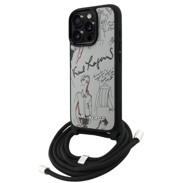 Etui Karl Lagerfeld Crossbody Grained    Pattern & Logo do iPhone 16 Pro Max szary