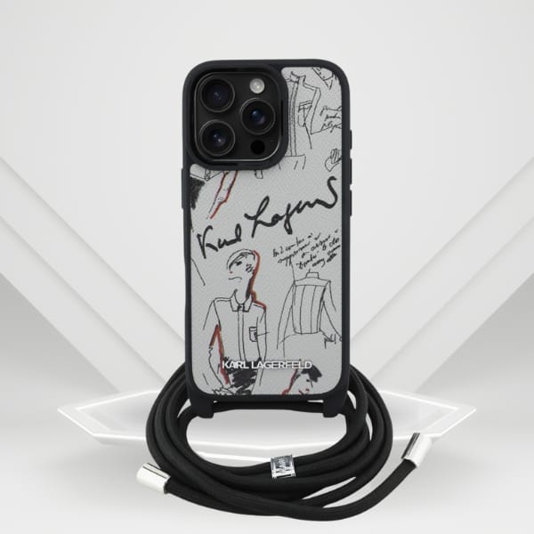 Etui Karl Lagerfeld Crossbody Grained    Pattern & Logo do iPhone 16 Pro Max szary