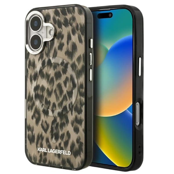 Etui Karl Lagerfeld IML Leopard Pattern  MagSafe do iPhone 16 brązowy