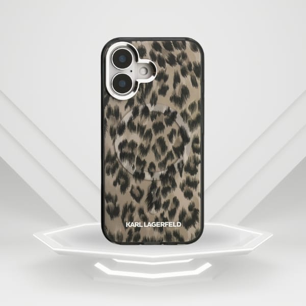 Etui Karl Lagerfeld IML Leopard Pattern  MagSafe do iPhone 16 brązowy
