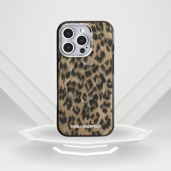 Etui Karl Lagerfeld IML Leopard Pattern  MagSafe do iPhone 16 Pro brązowy