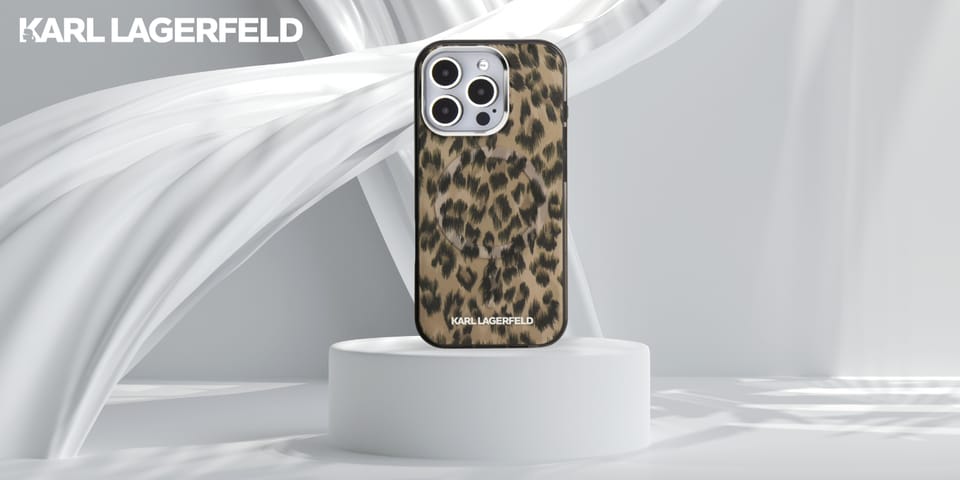 Etui Karl Lagerfeld IML Leopard Pattern  MagSafe do iPhone 16 Pro brązowy