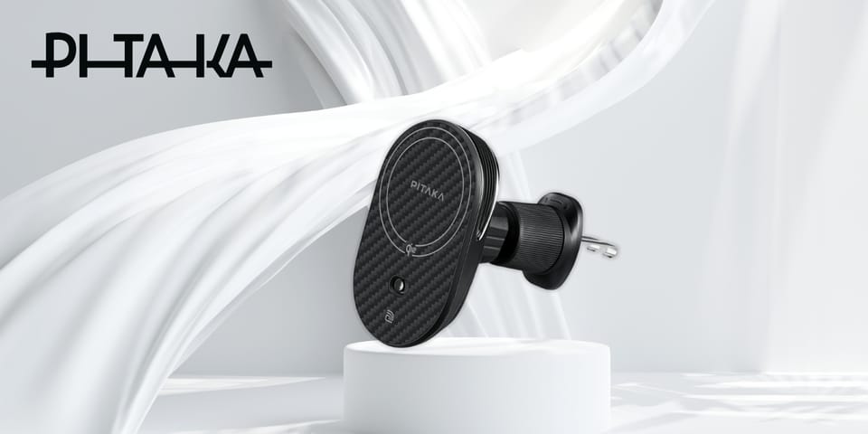 Uchwyt samochodowy z ładowarką           bezprzewodową PITAKA MagEZ Pro 2 Qi2 15W NFC Magsafe czarno szary